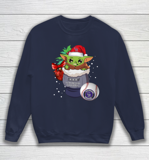 Colorado Rockies Christmas Baby Yoda Star Wars Funny Happy MLB Sweatshirt 3