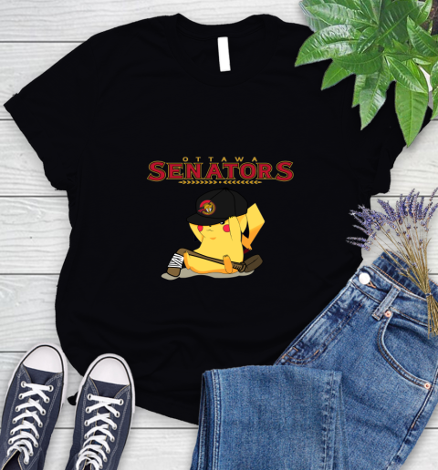 NHL Pikachu Hockey Sports Ottawa Senators Women's T-Shirt 2