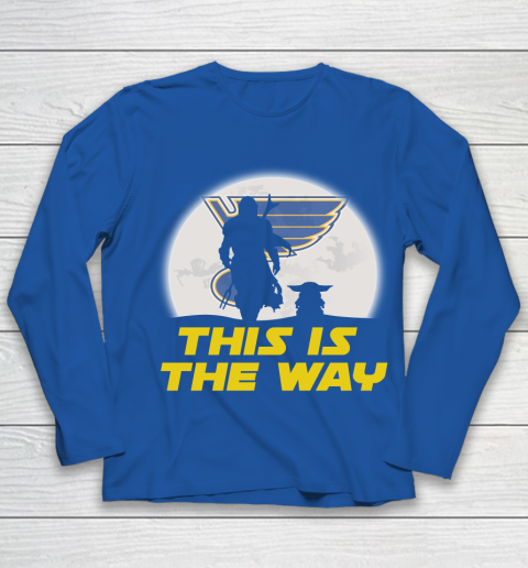 St.Louis Blues NHL Ice Hockey Star Wars Yoda And Mandalorian This Is The Way Youth Long Sleeve 7