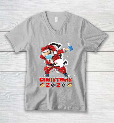 Chicago White Sox Funny Santa Claus Dabbing Christmas 2020 MLB V-Neck T-Shirt 3