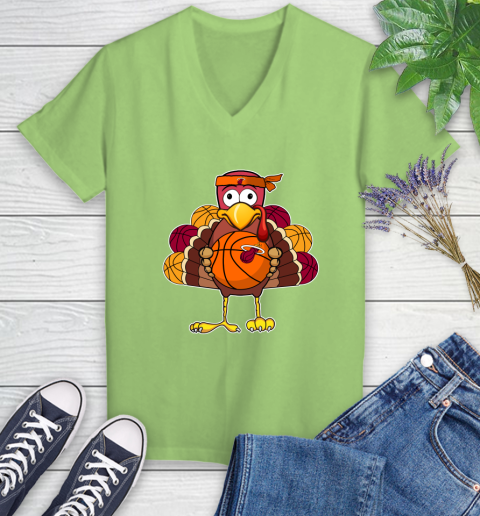 Miami Heat Turkey thanksgiving day Women's V-Neck T-Shirt 11