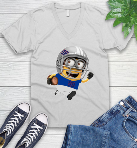 NFL New York Giants Minions Disney Football Sports V-Neck T-Shirt