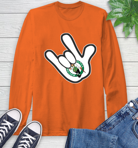 Boston Celtics NBA Basketball Mickey Rock Hand Disney Long Sleeve T-Shirt 5