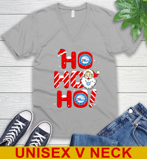 Philadelphia 76ers NBA Basketball Ho Ho Ho Santa Claus Merry Christmas Shirt V-Neck T-Shirt 3