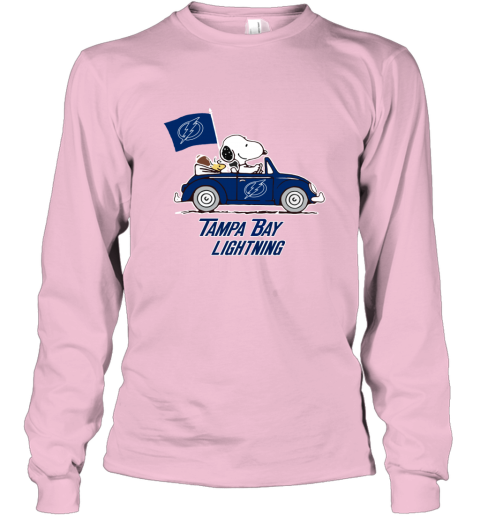 Snoopy And Woodstock Ride The Tampa Bay Lightnings Car lwmm snoopy and woodstock ride the tampa bay lightnings car long sleeve tee 14 front light pink