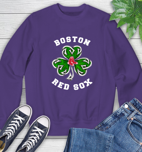 MLB Boston Red Sox Three Leaf Clover St Patrick's Day Baseball Sports Sweatshirt 4