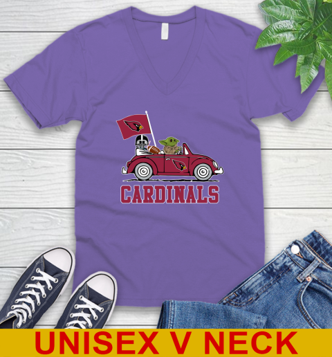 NFL Football Arizona CardinalsDarth Vader Baby Yoda Driving Star Wars Shirt V-Neck T-Shirt 9