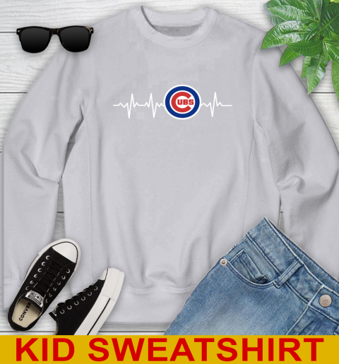 Chicago Cubs MLB Baseball Heart Beat Shirt Youth Sweatshirt 3