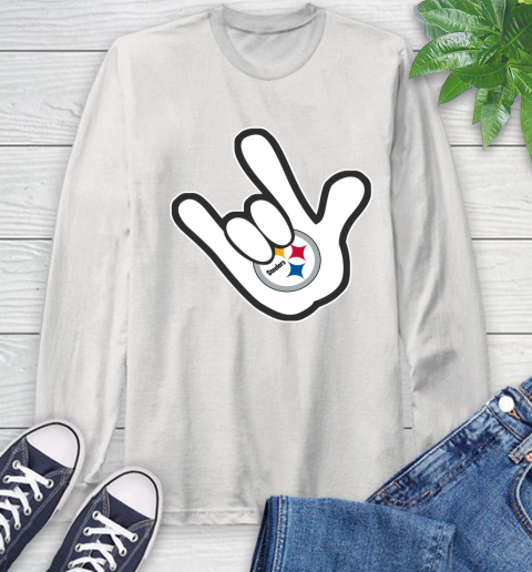 Pittsburgh Steelers NFL Football Mickey Rock Hand Disney Long Sleeve T-Shirt
