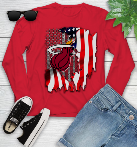 Miami Heat NBA Basketball American Flag Youth Long Sleeve 11