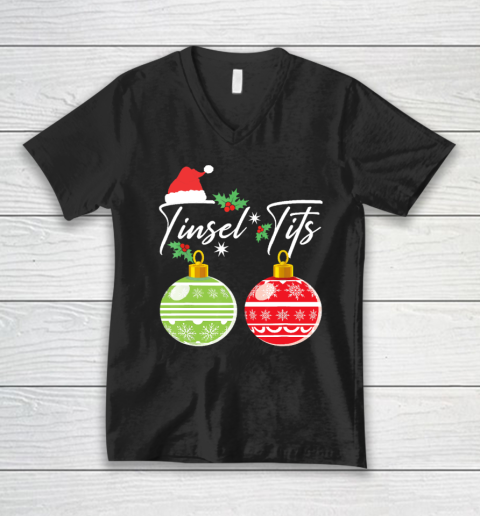 Jingle Balls Tinsel Tits Christmas Matching Couple Funny V-Neck T-Shirt