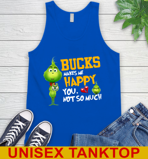 NBA Milwaukee Bucks Makes Me Happy You Not So Much Grinch Basketball Sports Tank Top 4