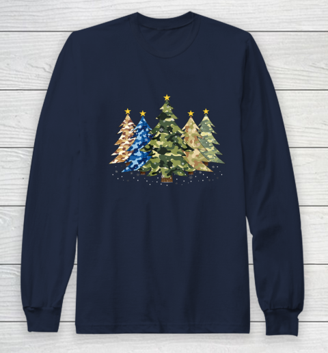Camo Print Christmas Trees with Camouflage Print Xmas Long Sleeve T-Shirt 2