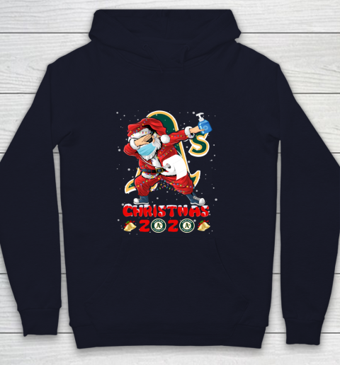 Oakland Athletics Funny Santa Claus Dabbing Christmas 2020 MLB Youth Hoodie 2
