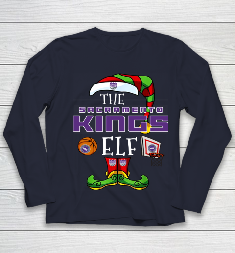 Sacramento Kings Christmas ELF Funny NBA Youth Long Sleeve 2
