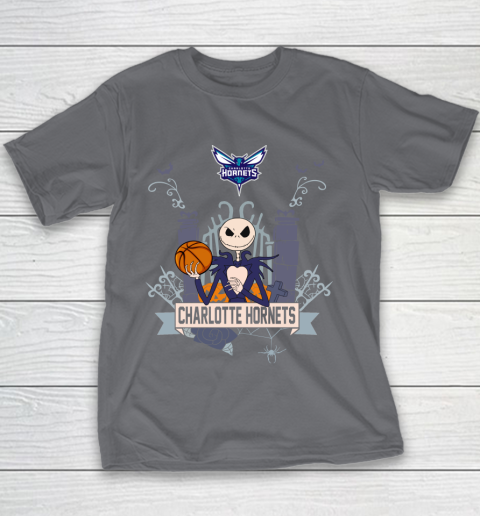 NBA Charlotte Hornets Basketball Jack Skellington Halloween Youth T-Shirt 5