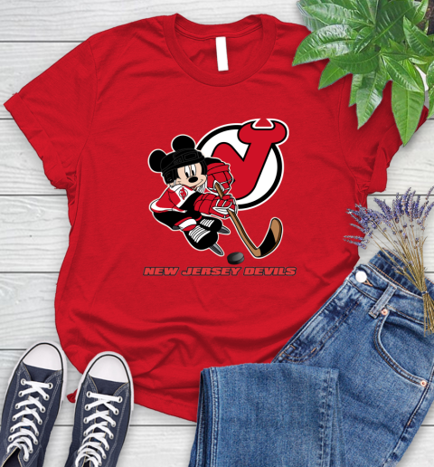NHL New Jersey Devils Mickey Mouse Disney Hockey T Shirt Women's T-Shirt 9
