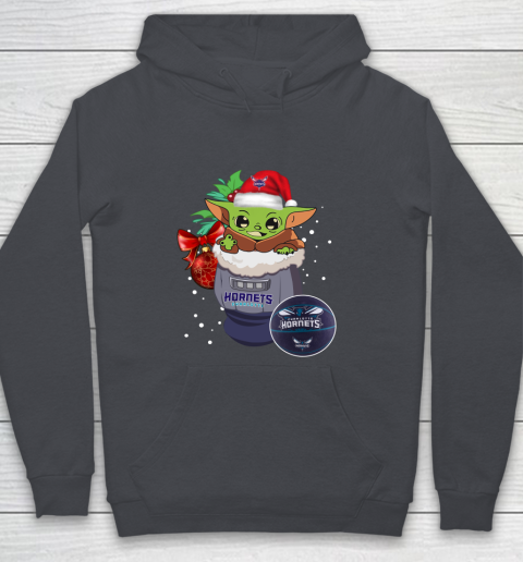 Charlotte Hornets Christmas Baby Yoda Star Wars Funny Happy NBA Youth Hoodie 7