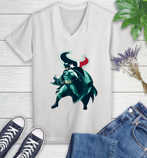 NFL Batman Football Sports Houston Texans Women's V-Neck T-Shirt