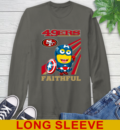 NFL Football San Francisco 49ers Captain America Marvel Avengers Minion Faithful Shirt Long Sleeve T-Shirt 10