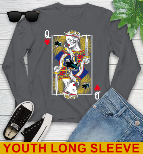 NHL Hockey San Jose Sharks The Queen Of Hearts Card Shirt Youth Long Sleeve - Image 10