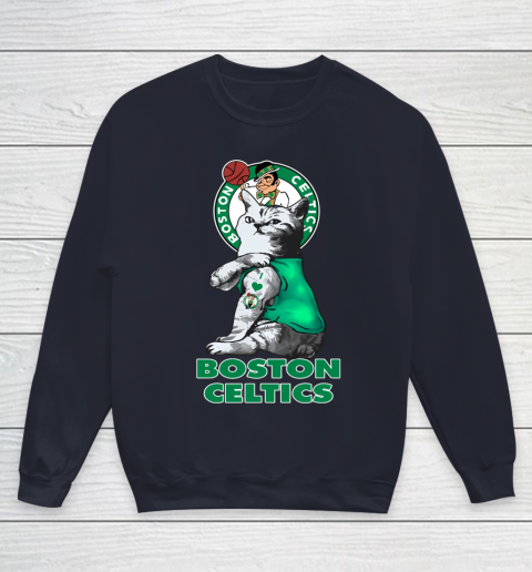 NBA Basketball My Cat Loves Boston Celtics Youth Sweatshirt 2
