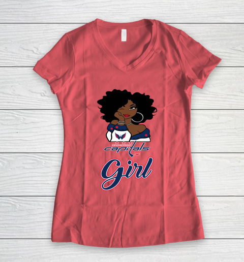 Washington Capitals Girl NHL Women's V-Neck T-Shirt 6