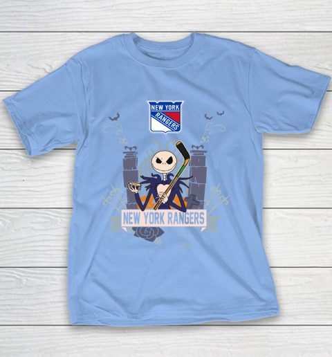 NHL New York Rangers Hockey Jack Skellington Halloween Youth T-Shirt 8