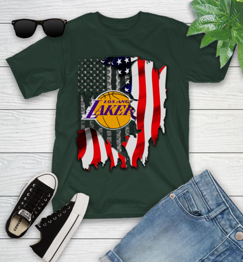 Los Angeles Lakers NBA Basketball American Flag Youth T-Shirt 5