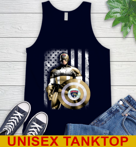 Florida Panthers NHL Hockey Captain America Marvel Avengers American Flag Shirt Tank Top 2