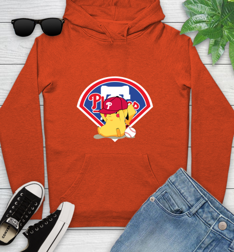 MLB Pikachu Baseball Sports Philadelphia Phillies Youth Hoodie 5