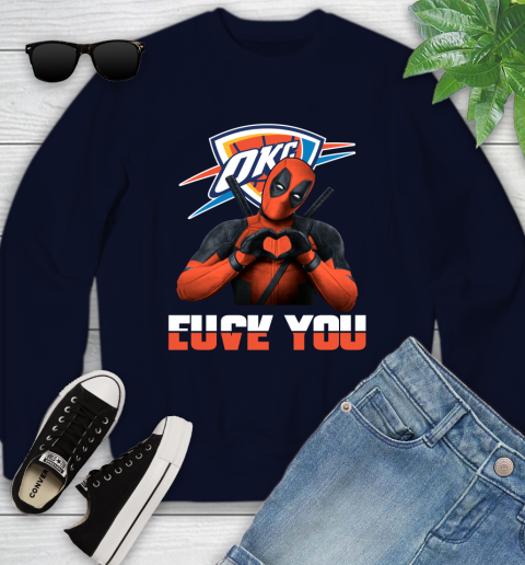 NBA Oklahoma City Thunder Deadpool Love You Fuck You Basketball Sports Youth Sweatshirt 2