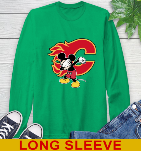 Calgary Flames NHL Hockey Dabbing Mickey Disney Sports Long Sleeve T-Shirt 7