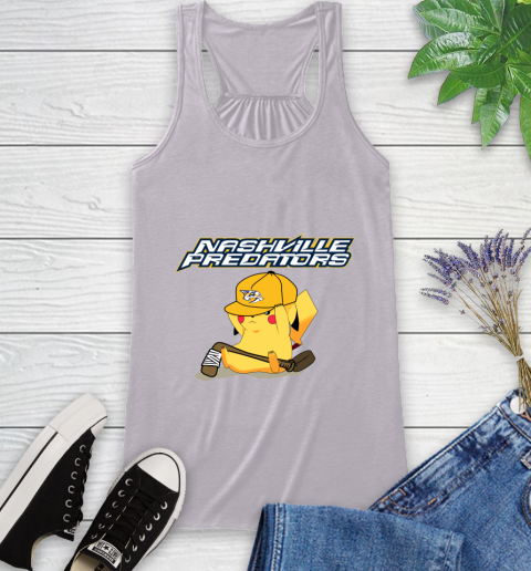 NHL Pikachu Hockey Sports Nashville Predators Racerback Tank 5