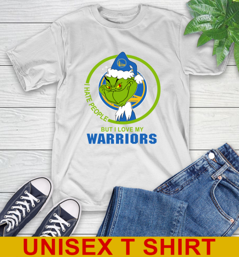 Golden State Warriors NBA Christmas Grinch I Hate People But I Love My Favorite Basketball Team T-Shirt
