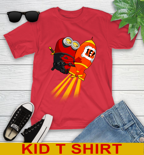 NFL Football Cincinnati Bengals Deadpool Minion Marvel Shirt Youth T-Shirt 11