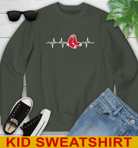 Boston Red Sox MLB Baseball Heart Beat Shirt Youth Sweatshirt 8