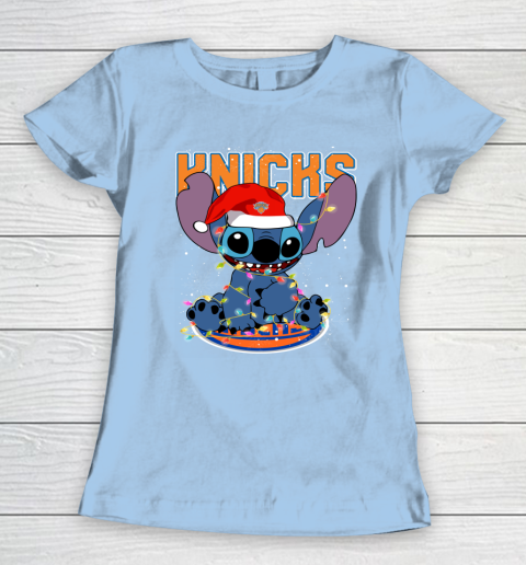 New York Knicks NBA noel stitch Basketball Christmas Women's T-Shirt 4