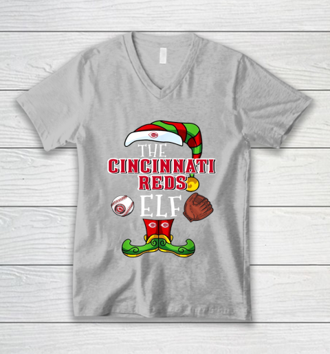 Cincinnati Reds Christmas ELF Funny MLB V-Neck T-Shirt 3