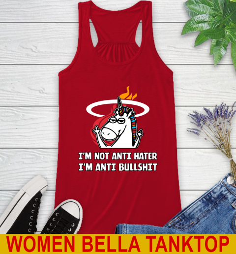 Miami Heat NBA Basketball Unicorn I'm Not Anti Hater I'm Anti Bullshit Racerback Tank 6