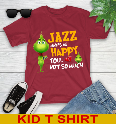 NBA Utah Jazz Makes Me Happy You Not So Much Grinch Basketball Sports Youth T-Shirt 12