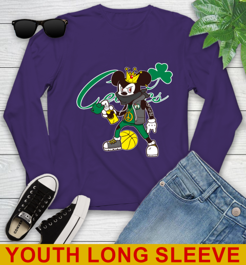 Boston Celtics NBA Basketball Mickey Peace Sign Sports Youth Long Sleeve 5