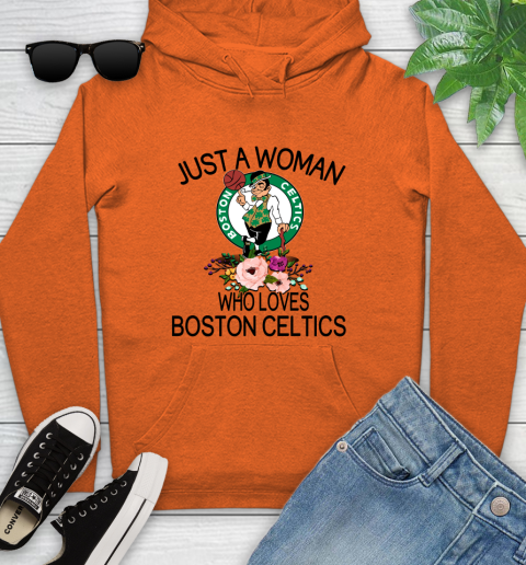 NBA Just A Woman Who Loves Boston Celtics Basketball Sports Youth Hoodie 3
