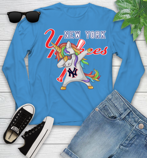 New York Yankees MLB Baseball Funny Unicorn Dabbing Sports Youth Long Sleeve 7