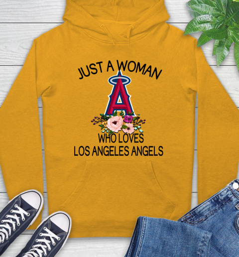 MLB Just A Woman Who Loves Los Angeles Angels Baseball Sports Hoodie 2