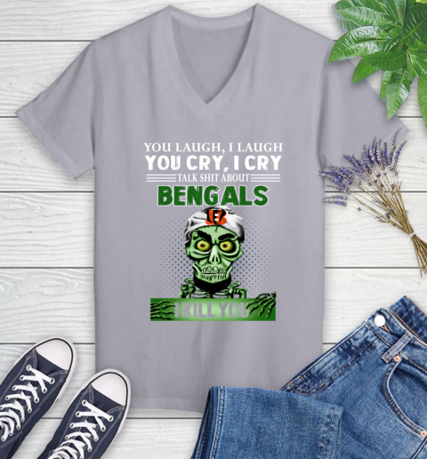 NFL Talk Shit About Cincinnati Bengals I Kill You Achmed The Dead Terrorist Jeffrey Dunham Football Women's V-Neck T-Shirt 4