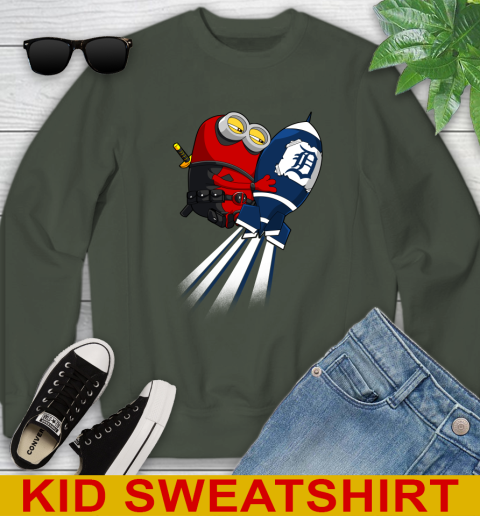 MLB Baseball Detroit Tigers Deadpool Minion Marvel Shirt Youth Sweatshirt 8
