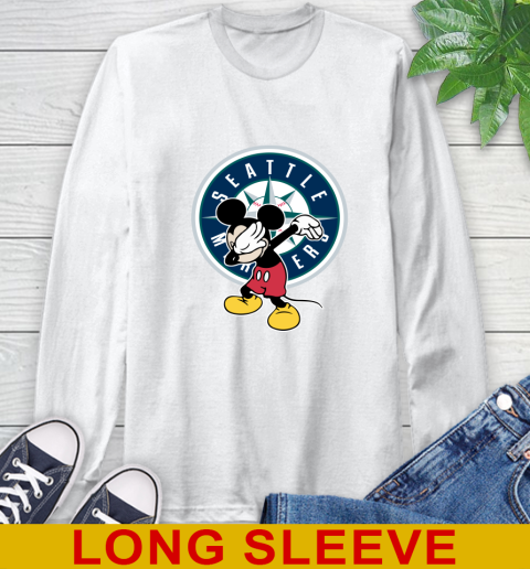 Seattle Mariners MLB Baseball Dabbing Mickey Disney Sports Long Sleeve T-Shirt