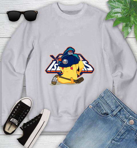 NHL Pikachu Hockey Sports New York Islanders Youth Sweatshirt 4