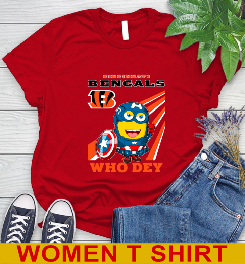 NFL Football Cincinnati Bengals Captain America Marvel Avengers Minion Shirt Women's T-Shirt 11